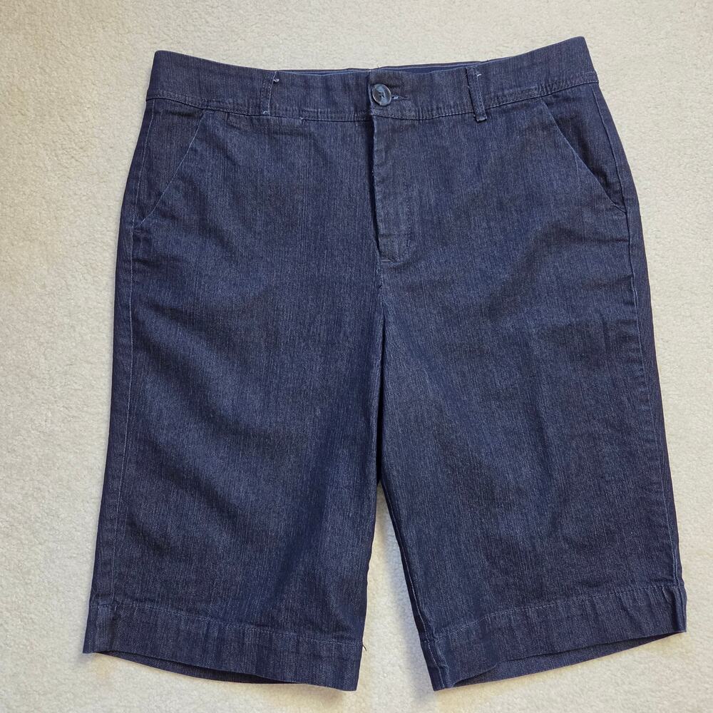Christopher & Banks 14 Signature Comfort Denim Bermuda Shorts Blue
